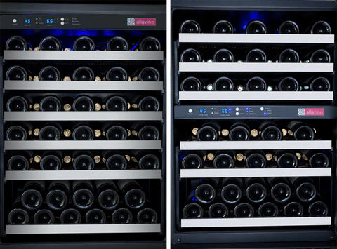 Allavino 47" Wide FlexCount II Tru-Vino 112 Bottle Three Zone Stainless Steel Side-by-Side Wine Refrigerator