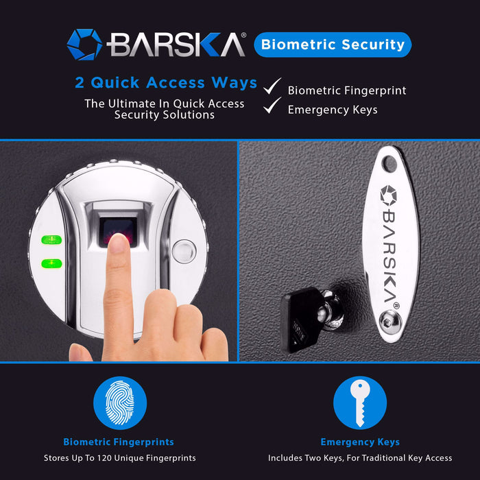BARSKA Biometric Security Safe with Fingerprint Lock AX11224
