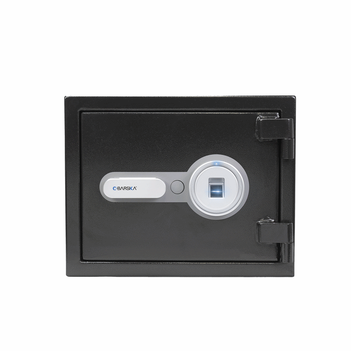BARSKA Compact Biometric Fire Resistant Security Safe 0.75 Cu. Ft., Black AX13498