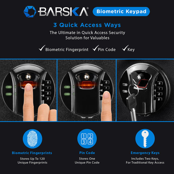 BARSKA HQ1000 Extra Large Quick Access Keypad Biometric Rifle Safe AX13378