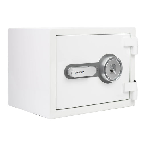 BARSKA Compact Biometric Fire Resistant Security Safe 0.75 Cu. Ft., White AX13738