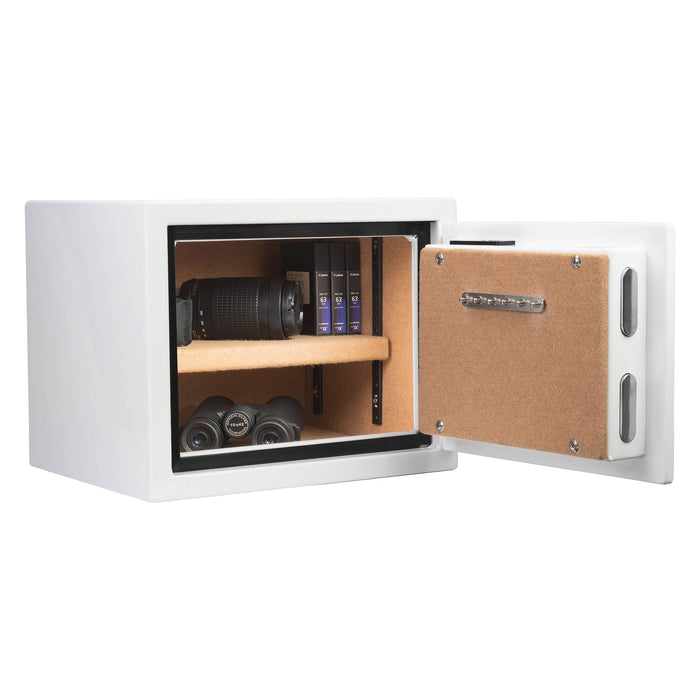 BARSKA Compact Biometric Fire Resistant Security Safe 0.75 Cu. Ft., White AX13738