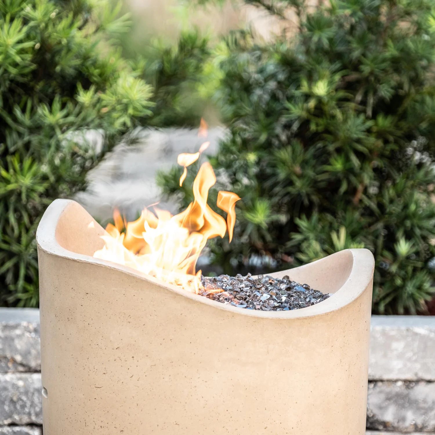 American Fyre Designs Wave 20 Inch Round GFRC Natural Gas Fire Urn in Cafe Blanco 530-CB-11-M2NC
