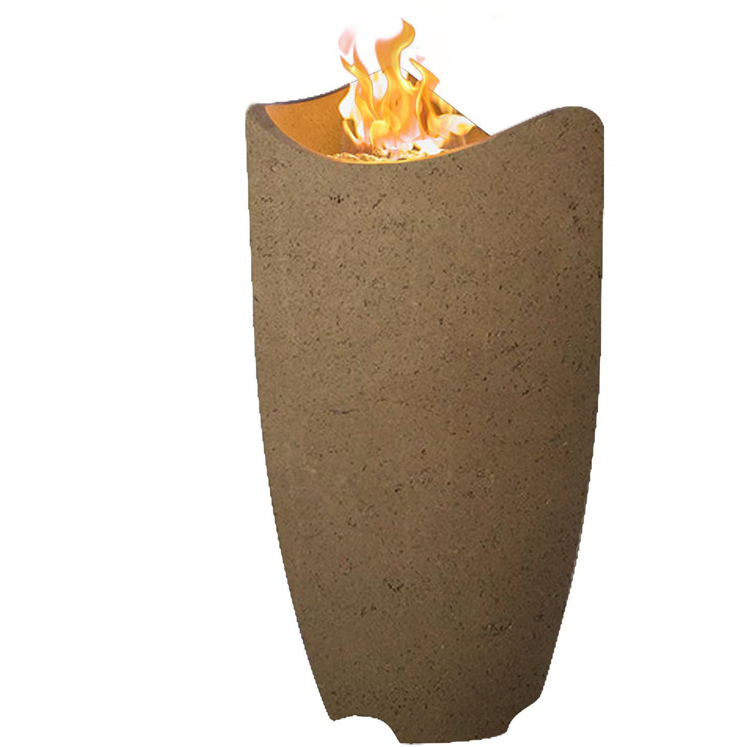 American Fyre Designs Wave 20 Inch Round GFRC Propane Fire Urn in Smoke 530-SM-11-M2PC