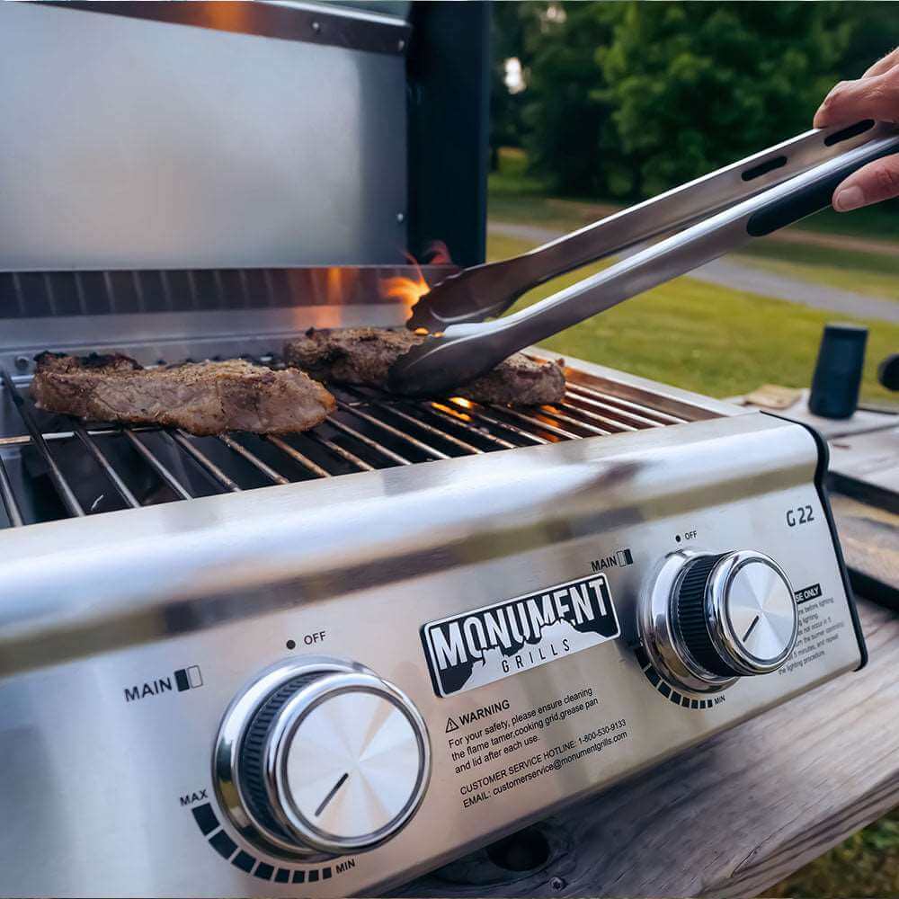 Monument Grills G22 Stainless Tabletop Gas Grill 2 Burners Liquid Propane Gas