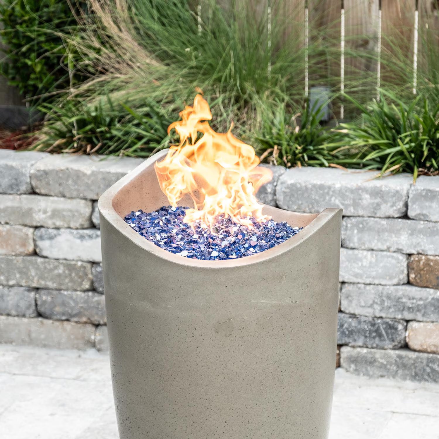 American Fyre Designs Wave 20 Inch Round GFRC Propane Fire Urn in Smoke 530-SM-11-M2PC