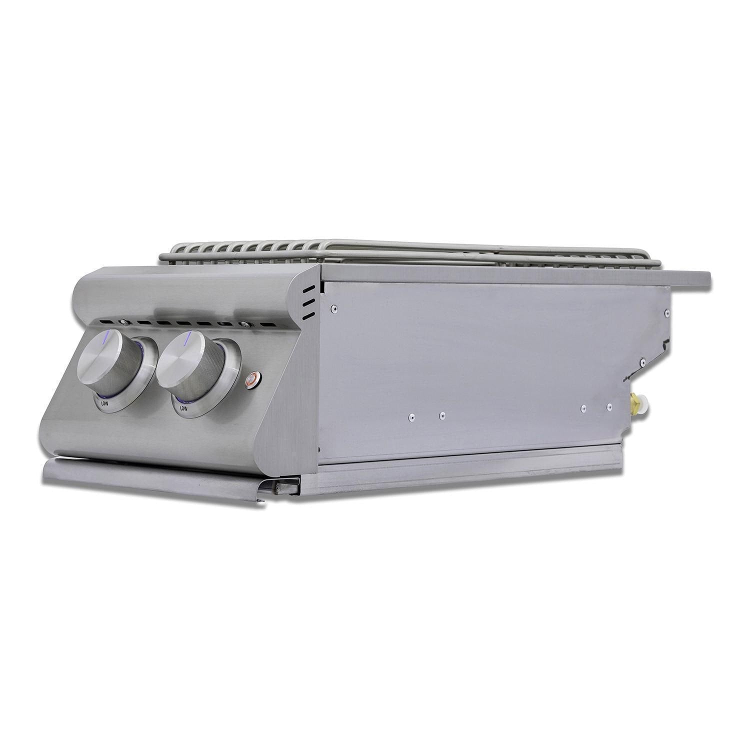 Blaze LTE+ Natural Gas Stainless Steel Double Side Burner w/ Lid - BLZ-SB2-LTE3-NG