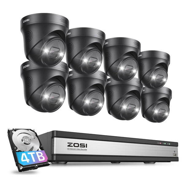 Zosi C225 4K 16 Channel 8 Camera Spotlight Security System + 4TB Hard Drive