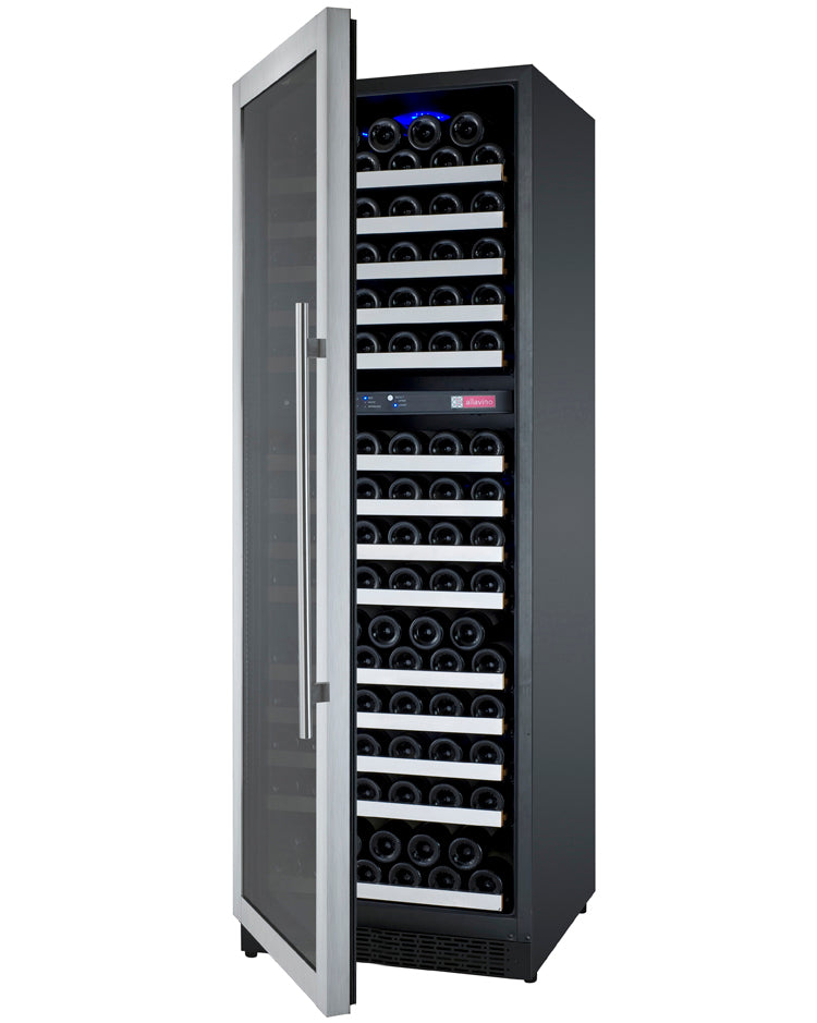 Allavino 24" Wide FlexCount II Tru-Vino 172 Bottle Dual Zone Stainless Steel Left Hinge Wine Refrigerator  AO VSWR172-2SL20