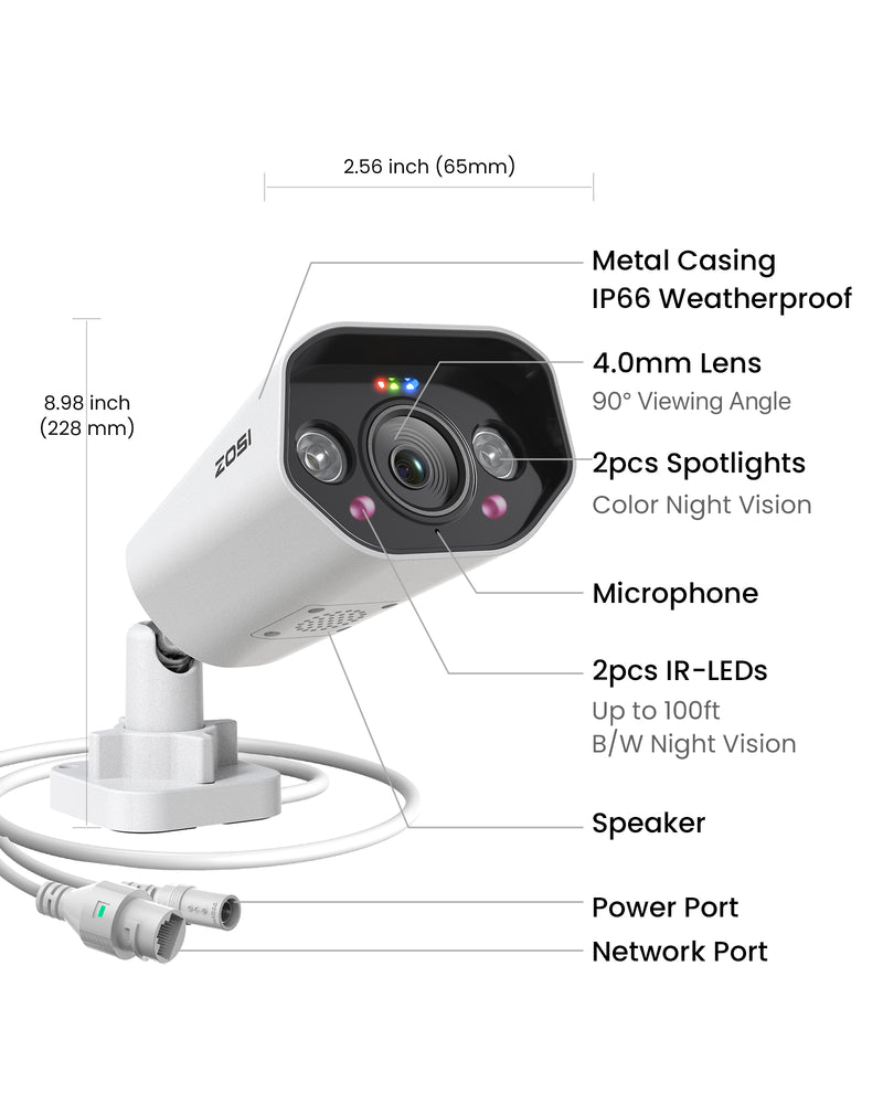ZosiC182 32 Channel 4K PoE Security Camera System for Business +Up To 16TB HDD