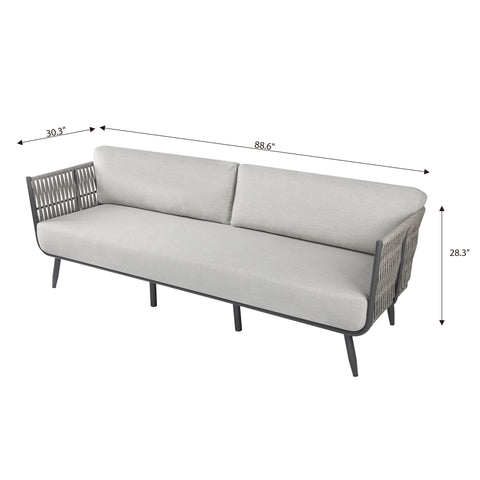Elementi Outdoor Milano Outdoor Aluminum 3-Seat Sofa with Sunbrella® Cushions (OS-2504T)