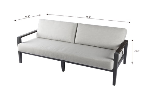 Elementi Outdoor Laguna Outdoor Aluminum 3-Seat Sofa with Sunbrella® Cushions (OS-2506T)