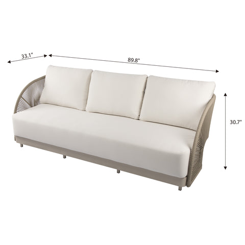 Elementi Outdoor Malibu Outdoor Aluminum 3-Seat Sofa with Sunbrella® Cushions (OS-2502T)