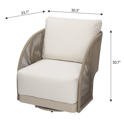 Elementi Outdoor Malibu Outdoor Aluminum Swivel Chair with Sunbrella® Cushions (OS-2502W)