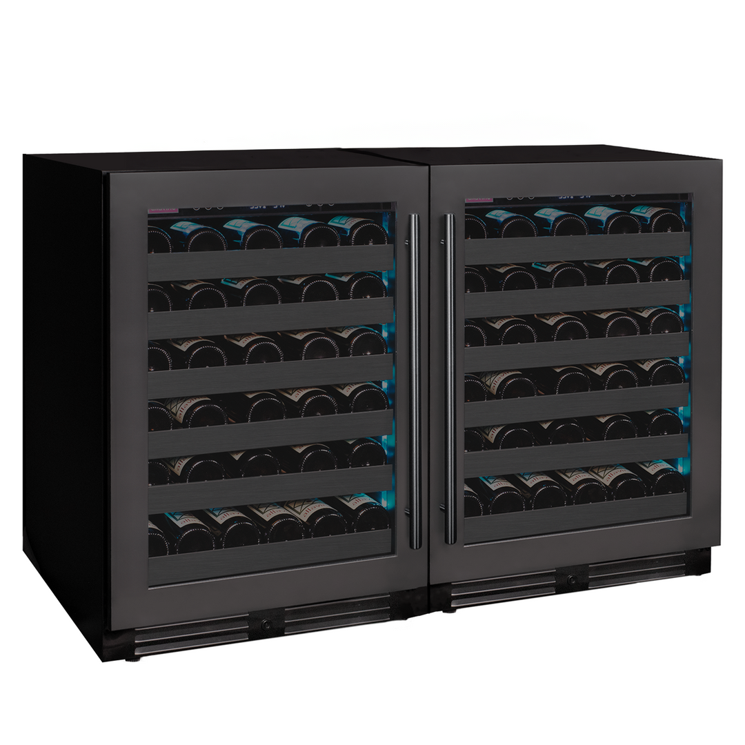 Allavino Reserva Series 100 Bottle 34" Tall Dual Zone Black Stainless Steel Side-by-Side Wine Cooler Refrigerator BF 2X-BDW5034S-1BS