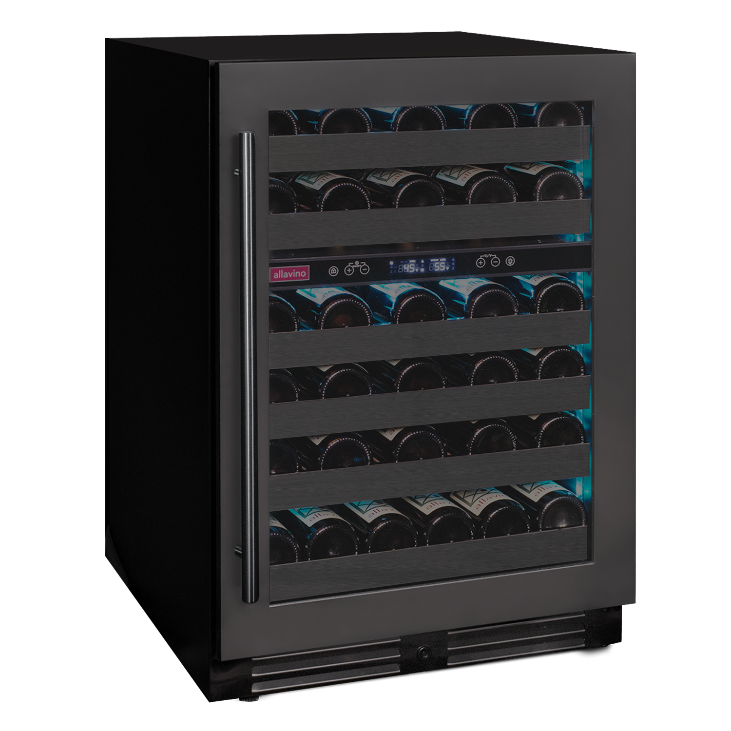 Allavino Reserva Series 50 Bottle Dual Zone Undercounter Wine Cooler Refrigerator with Black Stainless Steel Door - Right Hinge AO BDW5034D-2BSR