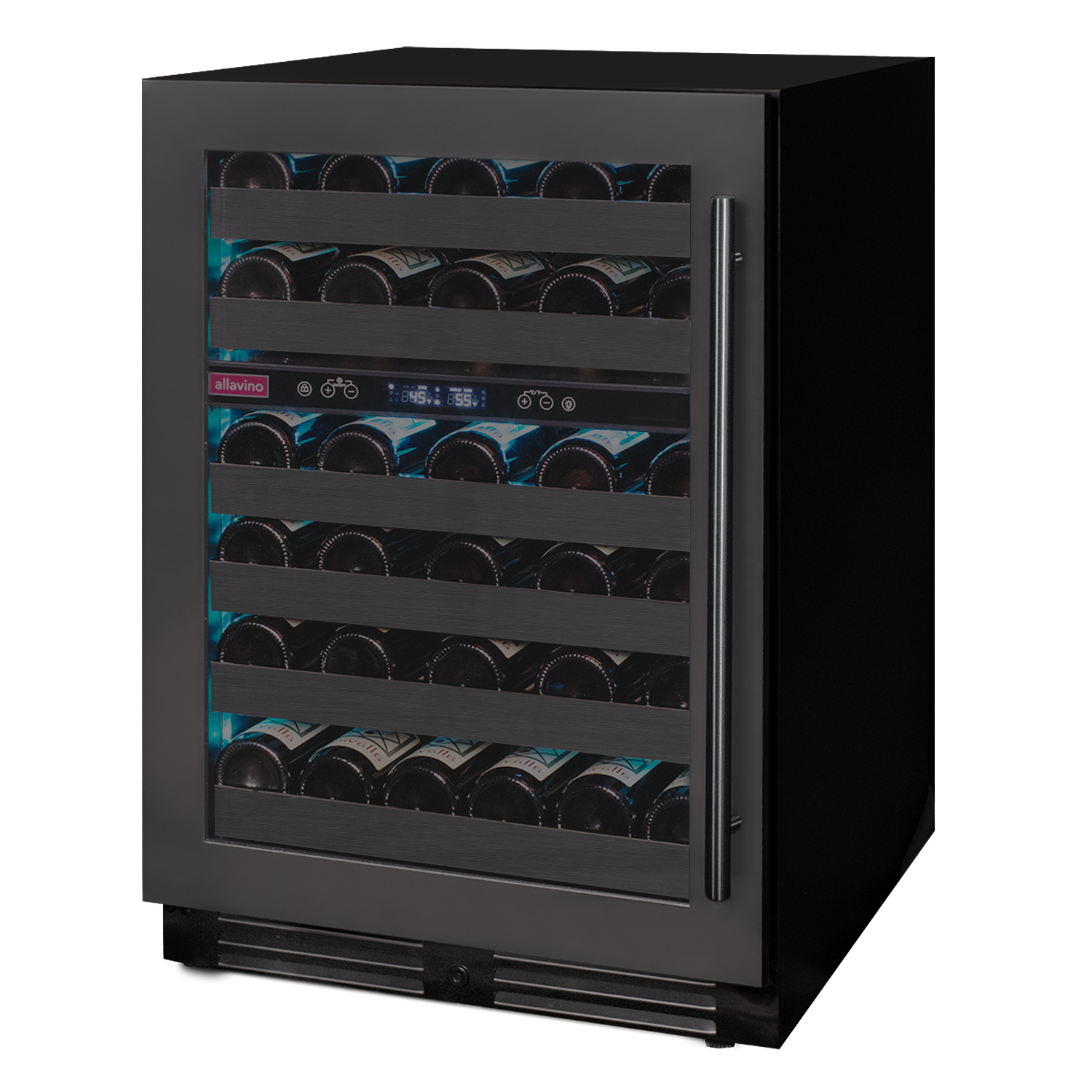 Allavino Reserva Series 50 Bottle 34" Tall Dual Zone Left Hinge Black Stainless Steel Wine Cooler Refrigerator BF BDW5034D-2BSL