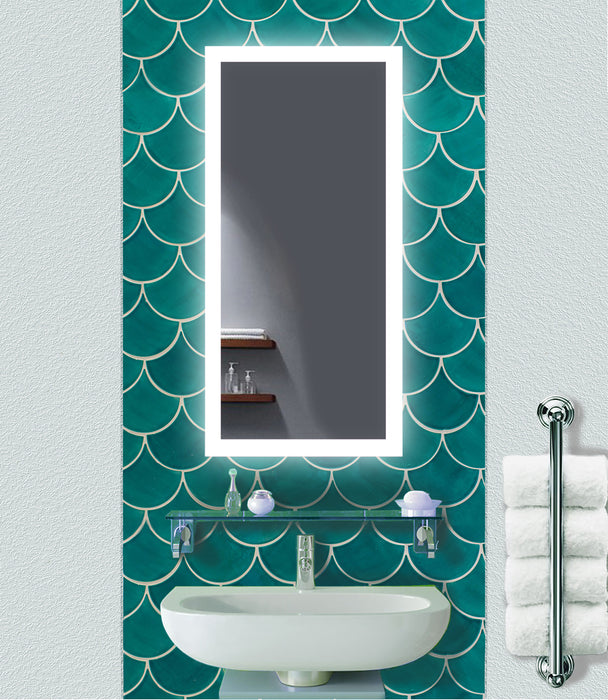 Krugg Bijou 15″ x 30″ LED Bathroom Mirror w/ Dimmer & Defogger | Small Lighted Vanity Mirror