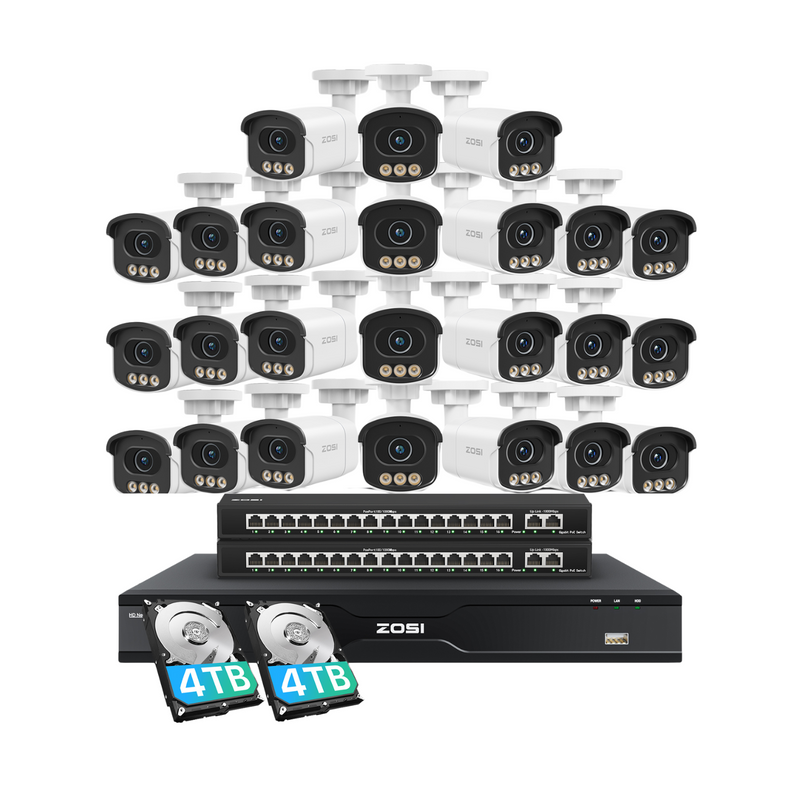 Zosi C186A 32 Channel 4K PT PoE Security Camera System for Business +Up To 16TB HDD