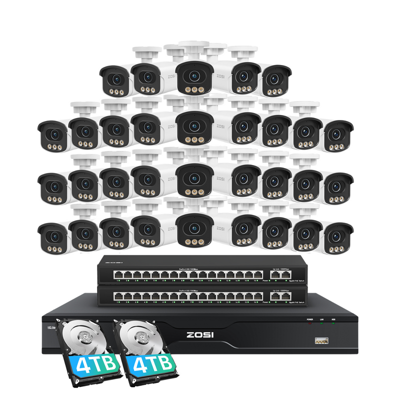 Zosi C186A 32 Channel 4K PT PoE Security Camera System for Business +Up To 16TB HDD