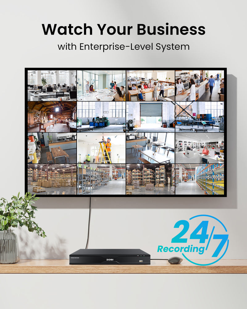 ZosiC182 32 Channel 4K PoE Security Camera System for Business +Up To 16TB HDD