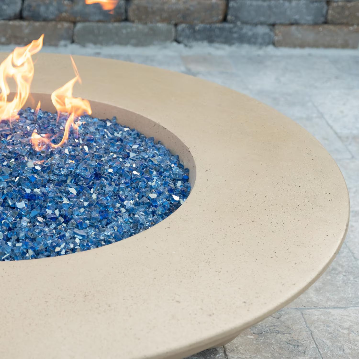 American Fyre Designs Versailles 54 Inch Round GFRC Natural Gas Fire Bowl in Cafe Blanco 744-CB-11-M6NC