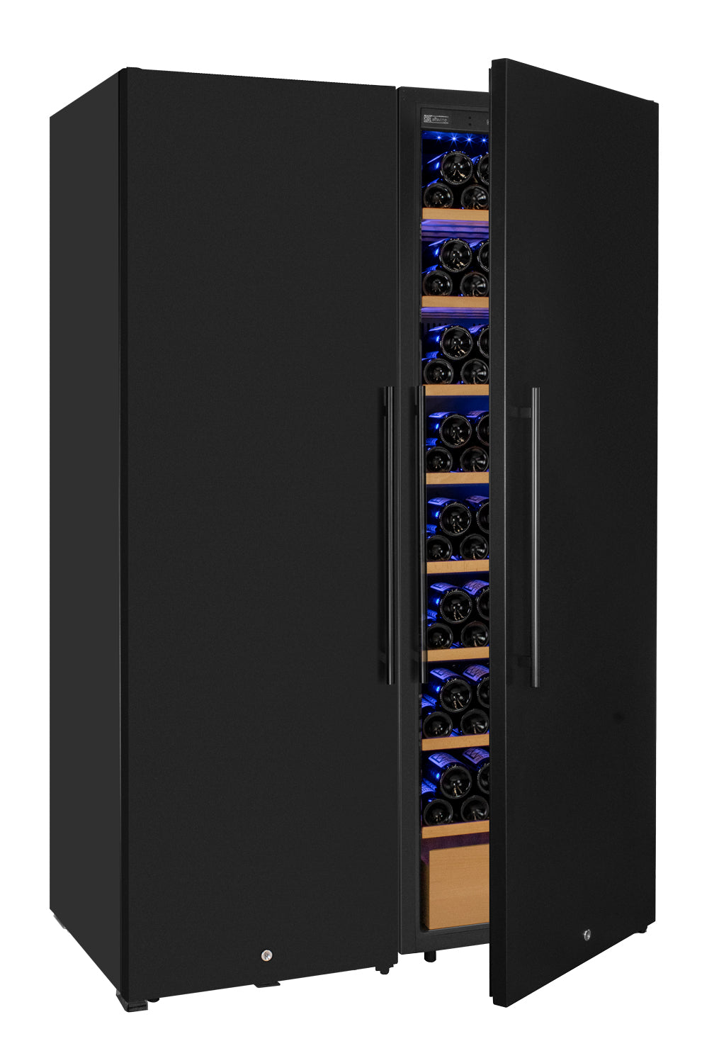 Allavino 76.5" Tall Side-by-Side Wine Vault with Solid Black Doors BF 2X-KWR-8185-SD
