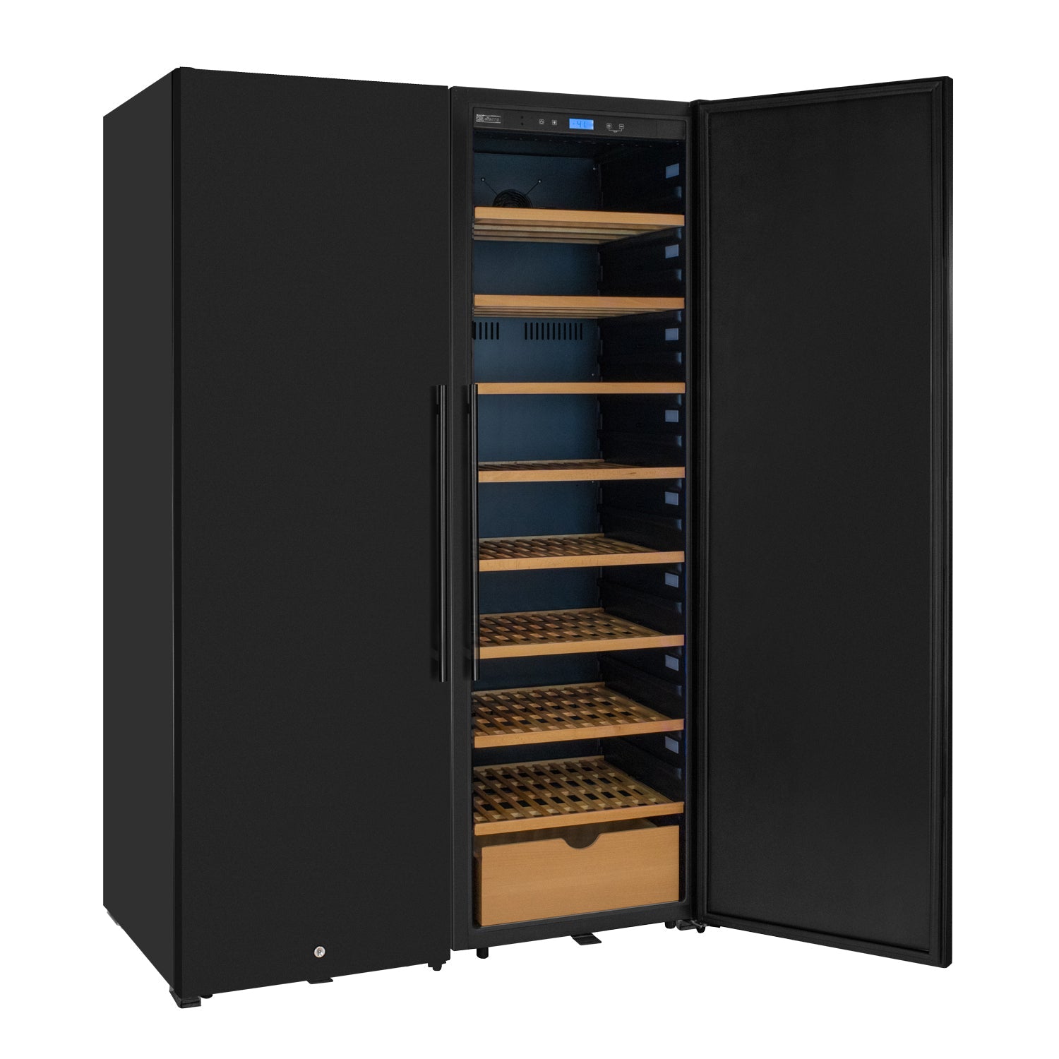 Allavino 76.5" Tall Side-by-Side Wine Vault with Solid Black Doors BF 2X-KWR-8185-SD