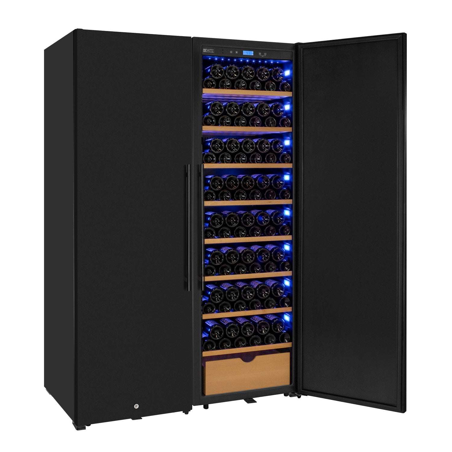 Allavino 76.5" Tall Side-by-Side Wine Vault with Solid Black Doors BF 2X-KWR-8185-SD