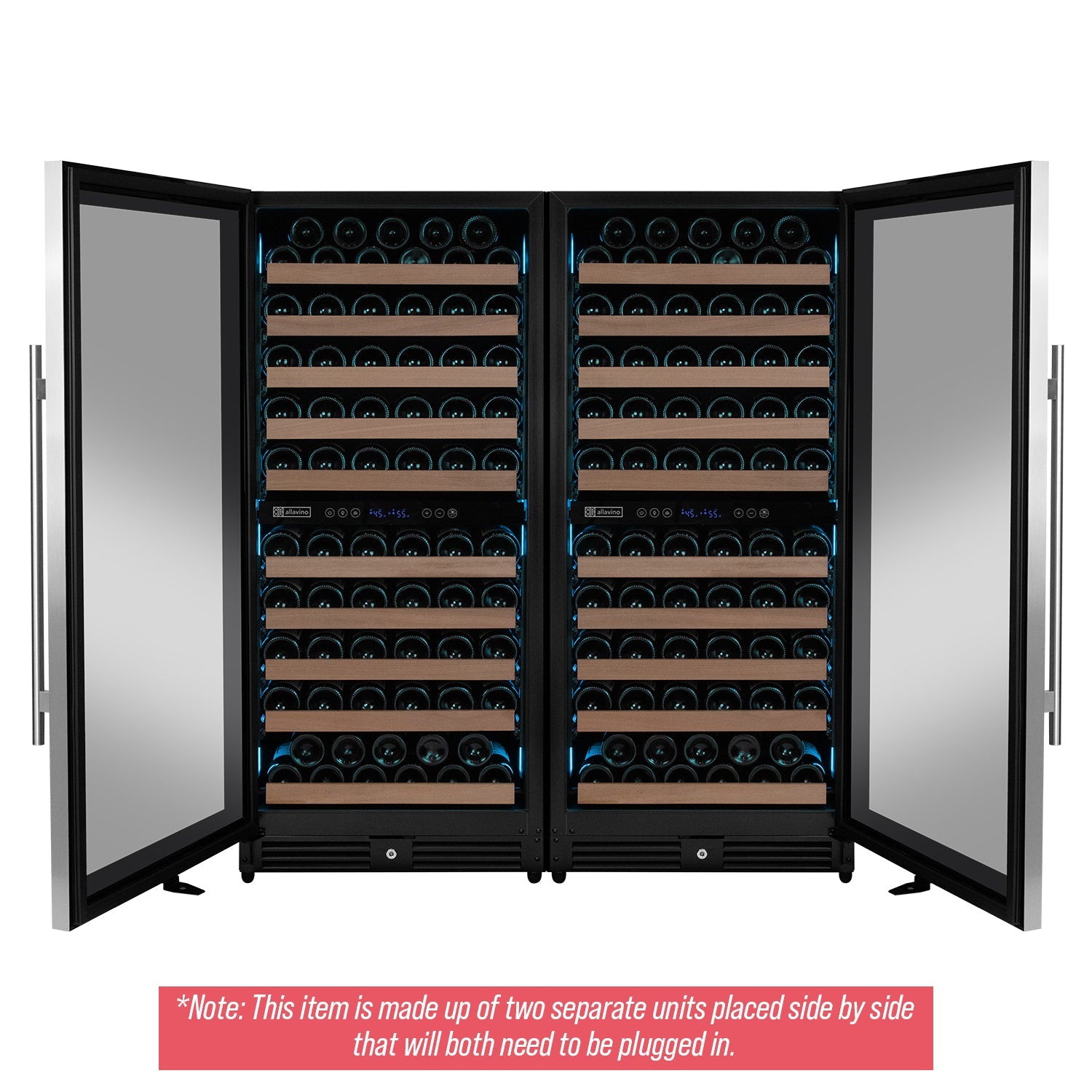 Allavino 238 Bottle 55" Tall Four Zone Side-by-Side Stainless Steel Wine Refrigerator  BF 2X-VSW11955D-2S