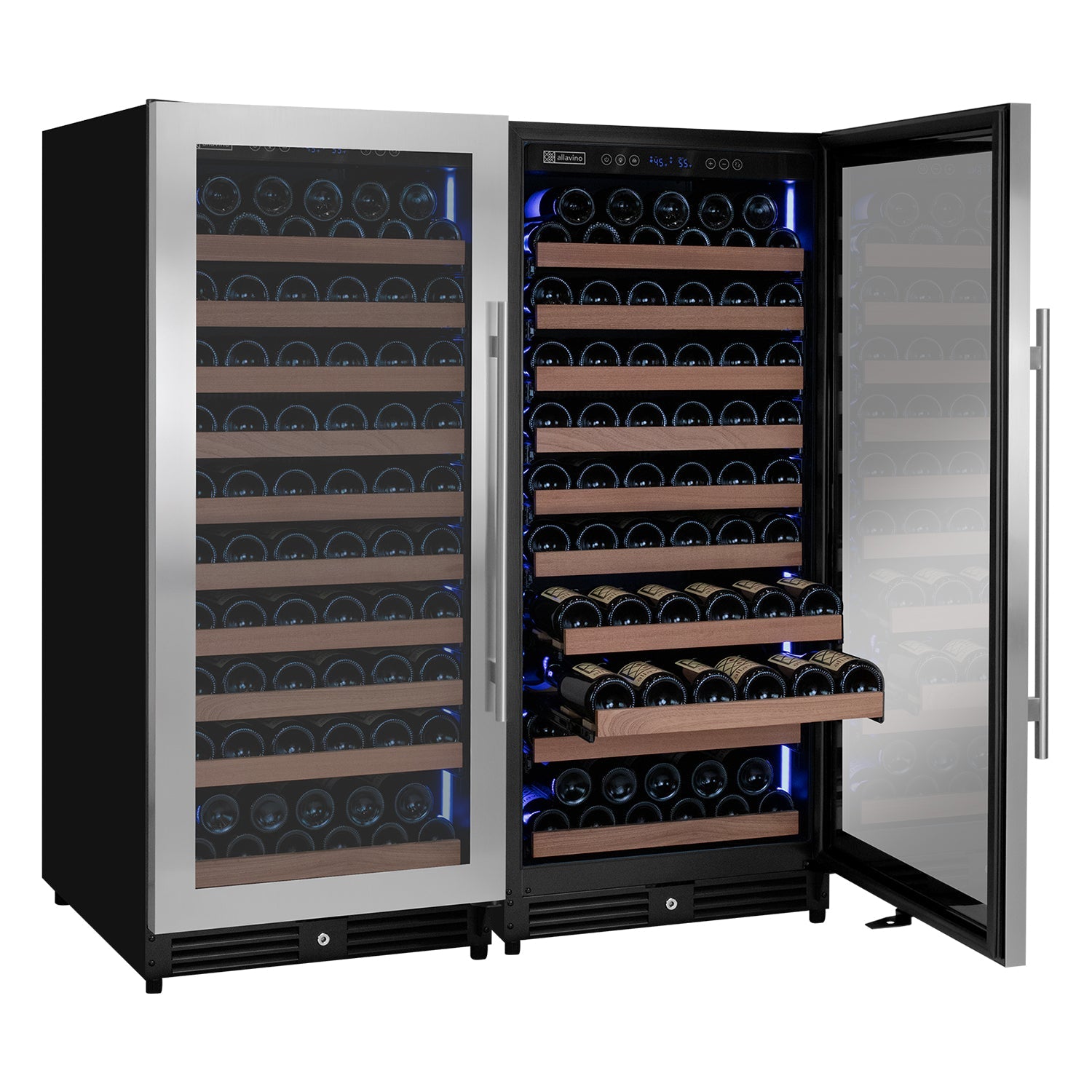 Allavino 238 Bottle 55" Tall Dual Zone Side-by-Side Stainless Steel Wine Refrigerator BF 2X-VSW11955S-1S