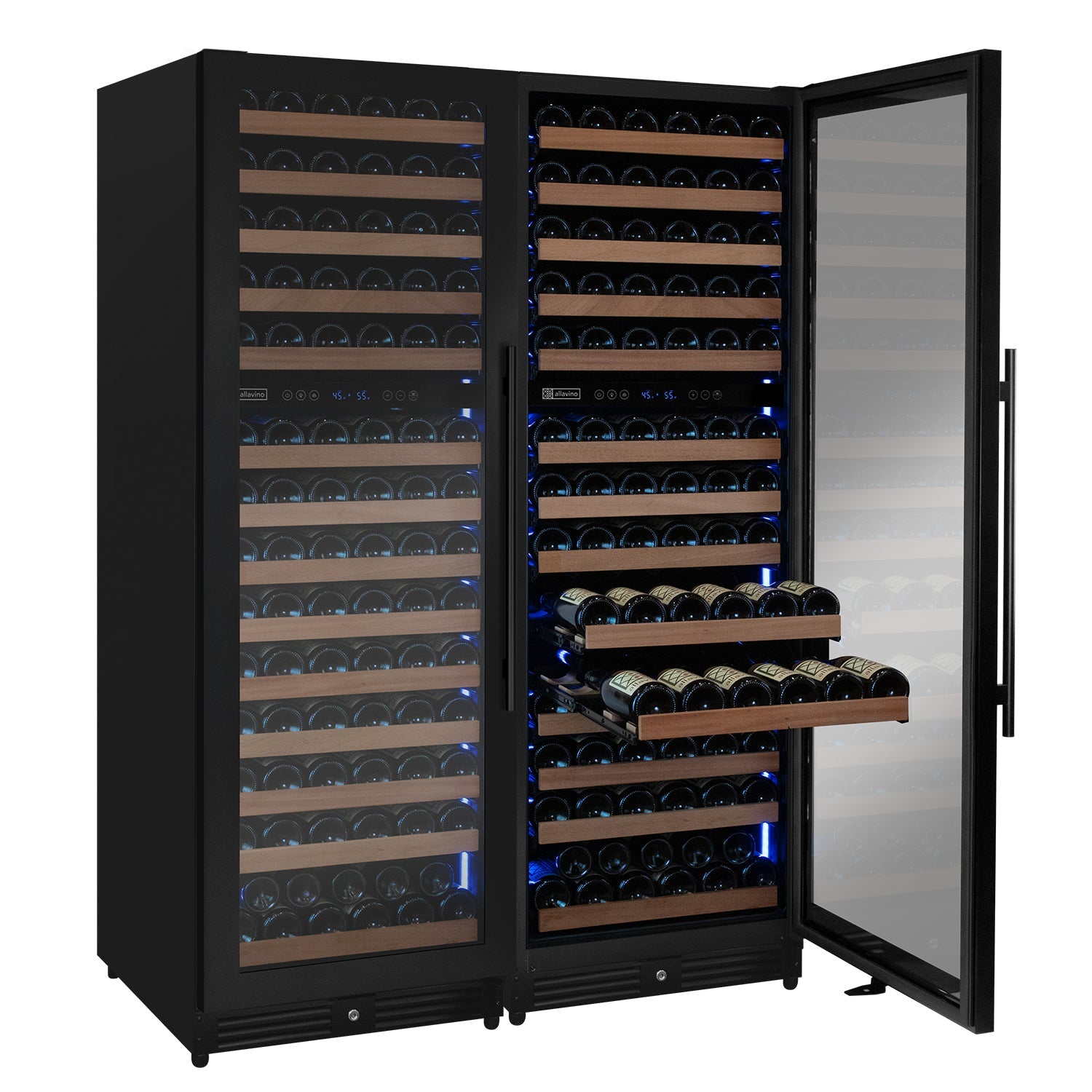 Allavino Reserva Series 308 Bottle 71" Tall Four Zone Black Metal Side-by-Side Wine Refrigerator BF 2X-VSW15471D-2B