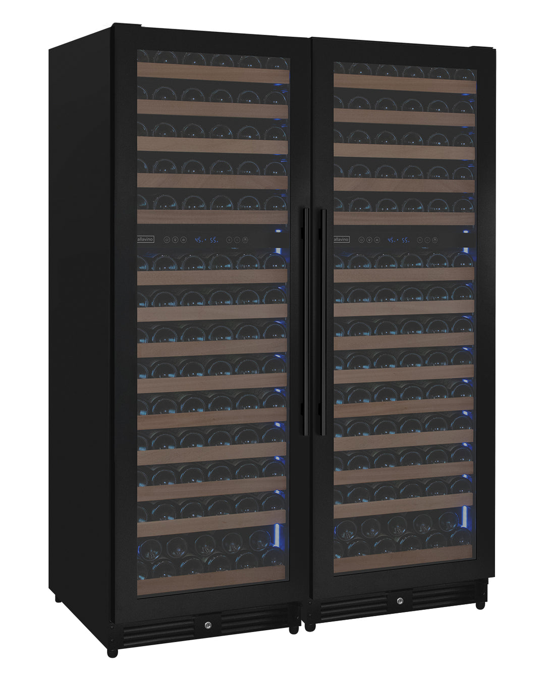 Allavino Reserva Series 308 Bottle 71" Tall Four Zone Black Metal Side-by-Side Wine Refrigerator BF 2X-VSW15471D-2B