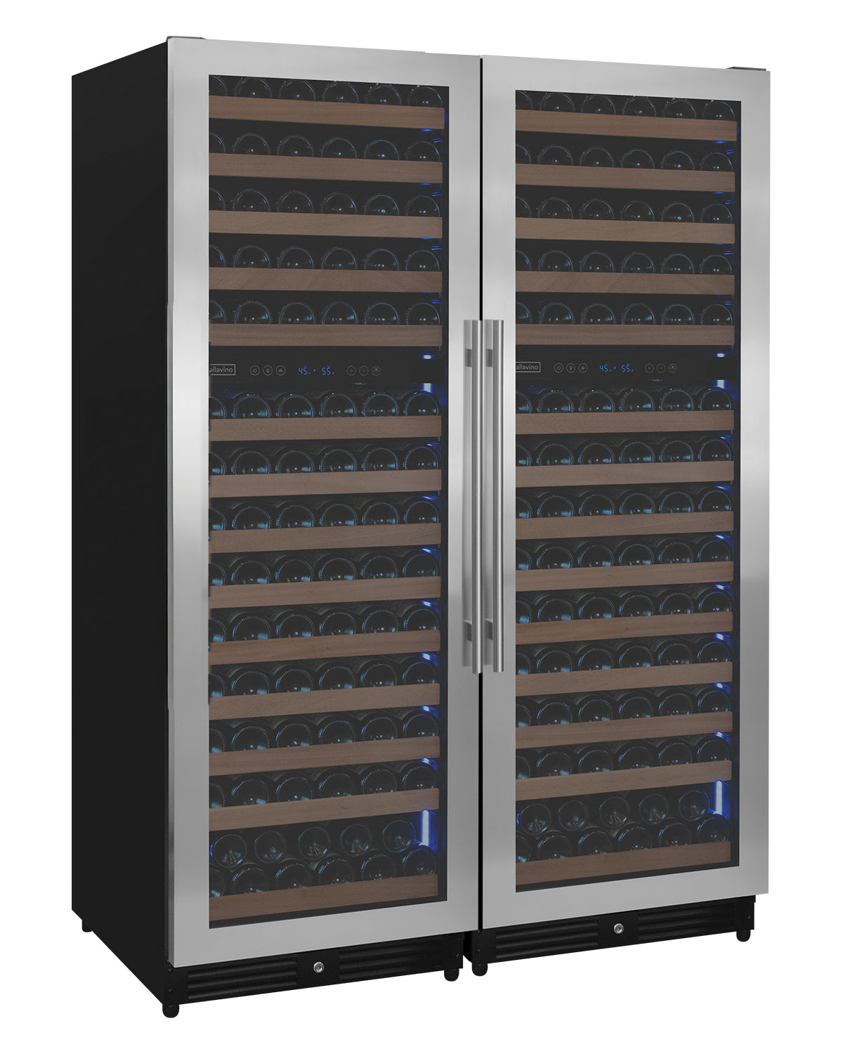 Allavino Reserva Series 308 Bottle 71" Tall Four Zone Stainless Steel Side-by-Side Wine Refrigerator BF 2X-VSW15471D-2S