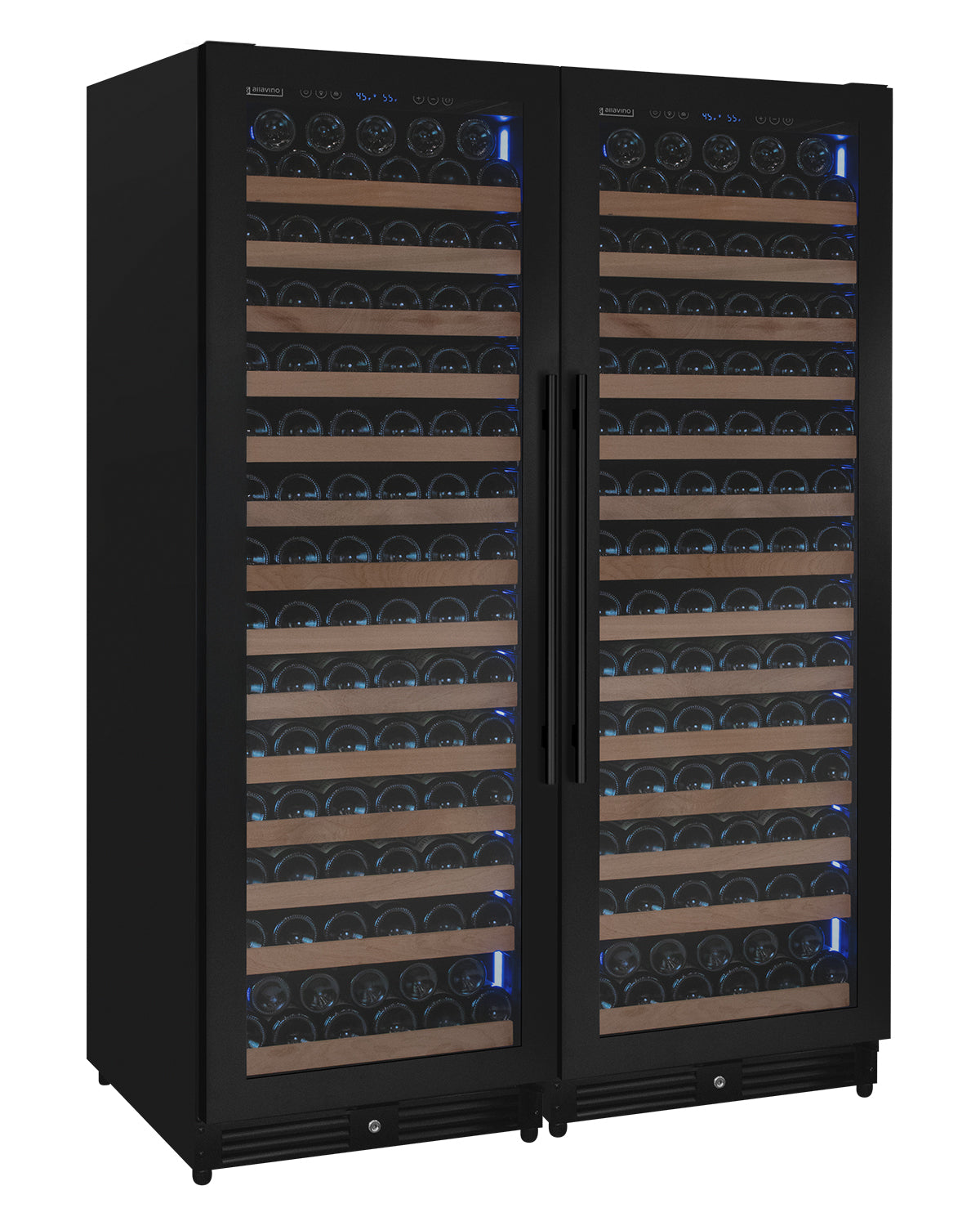 Allavino Reserva Series 326 Bottle 71" Tall Dual Zone Black Metal Side-by-Side Wine Refrigerator BF 2X-VSW16371S-1B