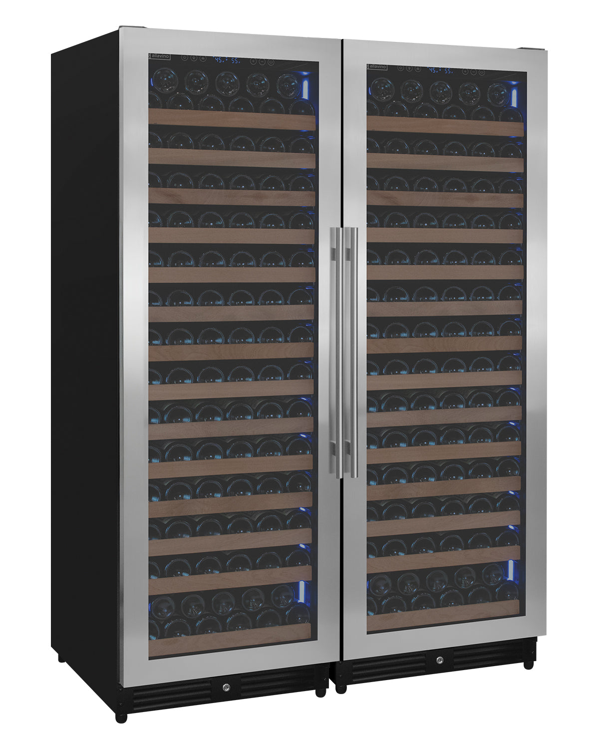 Allavino Reserva Series 326 Bottle 71" Tall Dual Zone Stainless Steel Side-by-Side Wine Refrigerator BF 2X-VSW16371S-1S