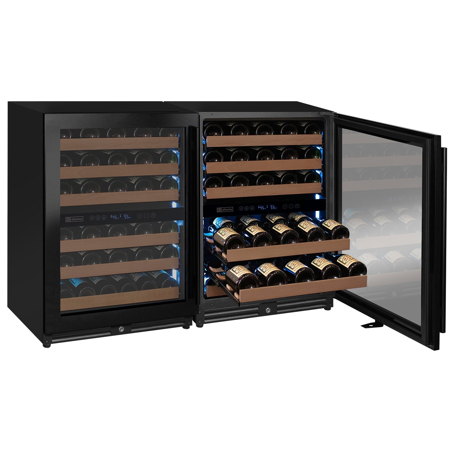 Allavino Reserva Series 102 Bottle Four Zone Built-in Luxury Wine Refrigerator with Black Metal Doors - Side-by-Side  BF 2X-VSW5134D-2B