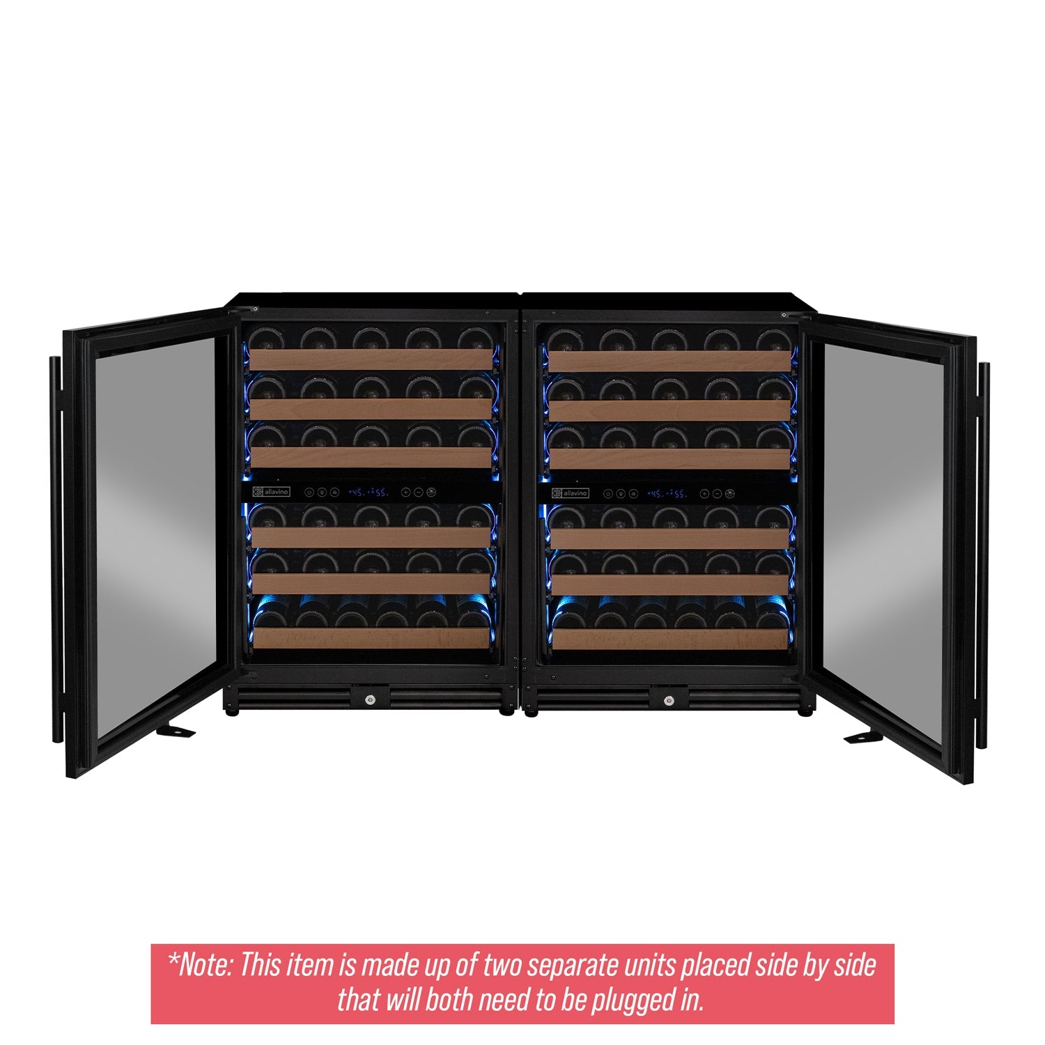 Allavino Reserva Series 102 Bottle Four Zone Built-in Luxury Wine Refrigerator with Black Metal Doors - Side-by-Side  BF 2X-VSW5134D-2B