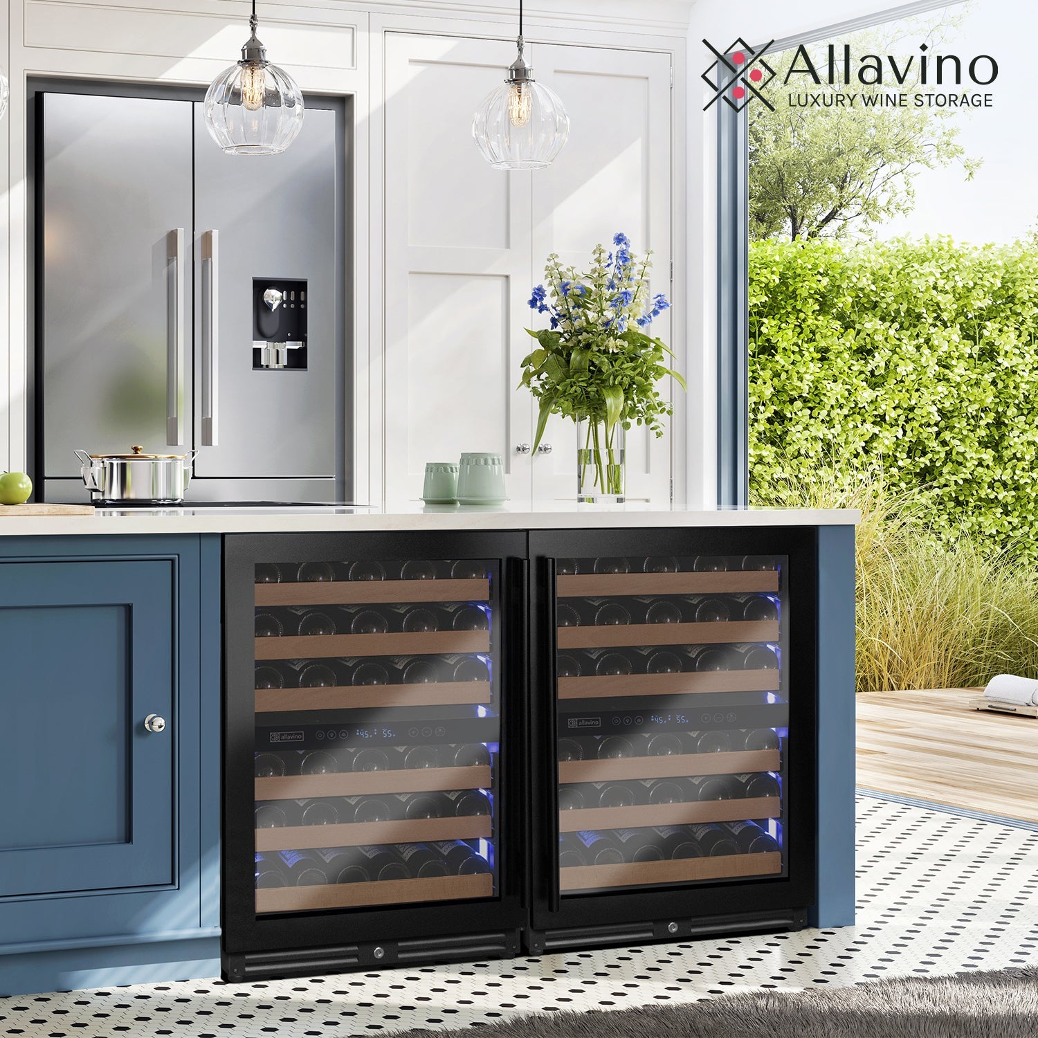 Allavino Reserva Series 102 Bottle Four Zone Built-in Luxury Wine Refrigerator with Black Metal Doors - Side-by-Side  BF 2X-VSW5134D-2B