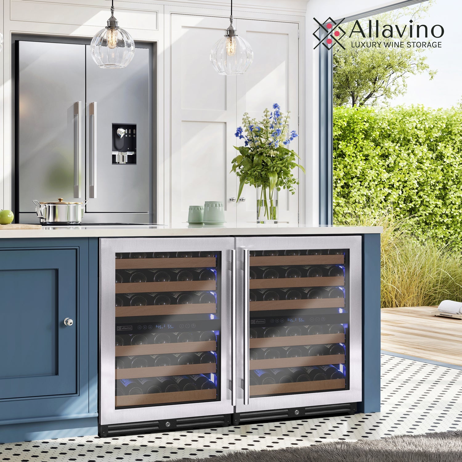 Allavino Reserva Series 102 Bottle Four Zone Undercounter Wine Refrigerator Cooler with Stainless Steel Doors - Side-by-Side BF 2X-VSW5134D-2S