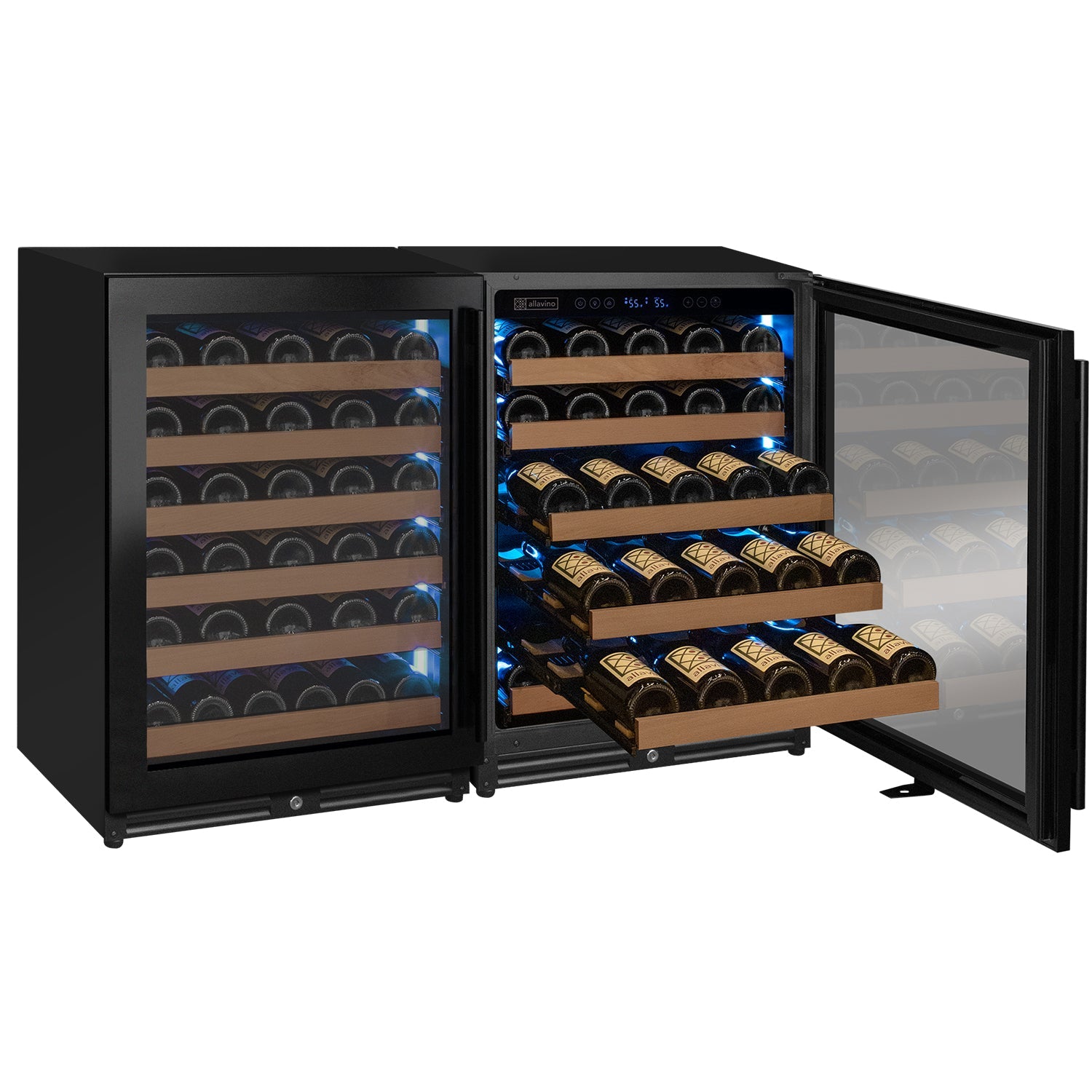 Allavino Reserva Series 102 Bottle Dual Zone Built-in Luxury Wine Refrigerator with Black Metal Doors - Side-by-Side BF 2X-VSW5134S-1B