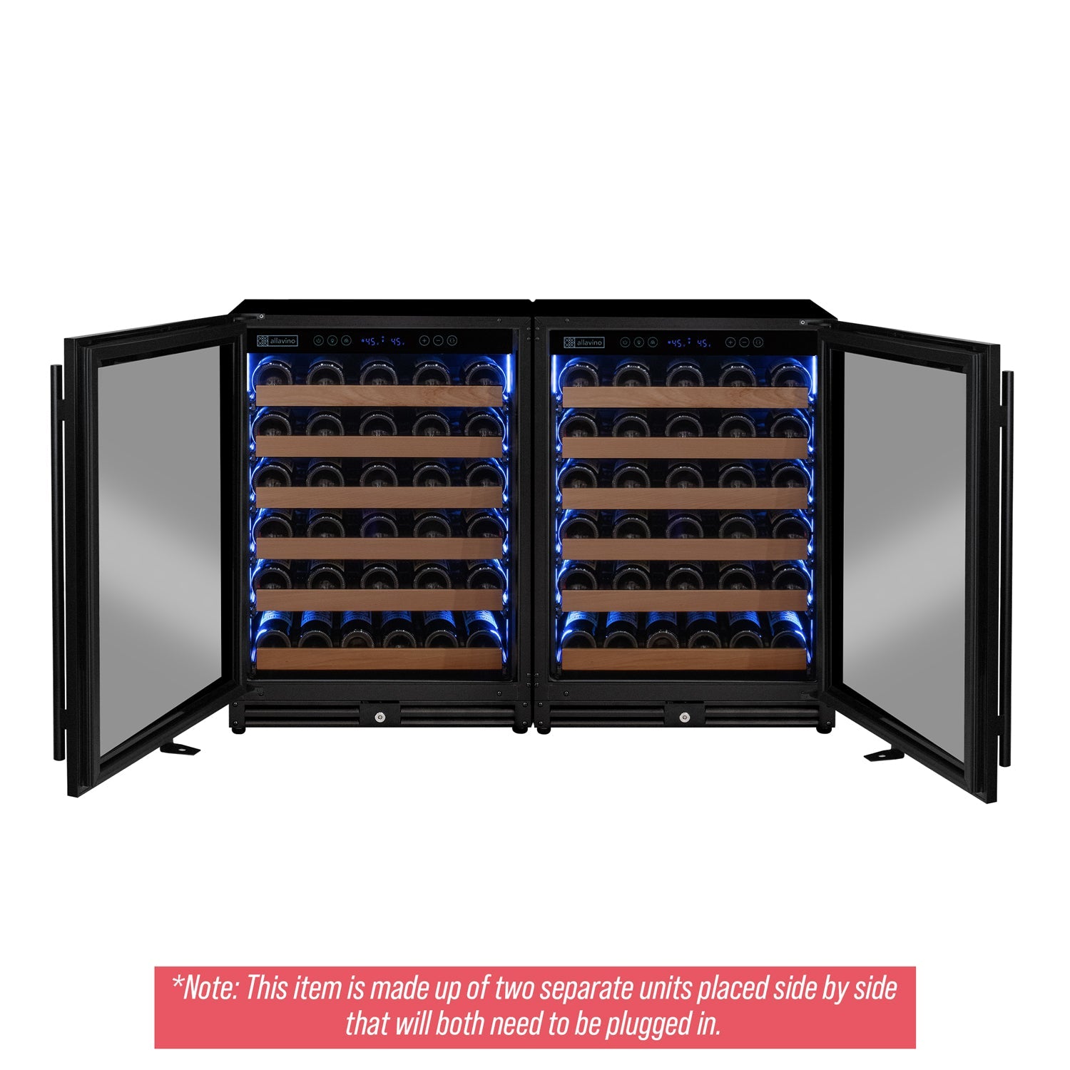 Allavino Reserva Series 102 Bottle Dual Zone Built-in Luxury Wine Refrigerator with Black Metal Doors - Side-by-Side BF 2X-VSW5134S-1B