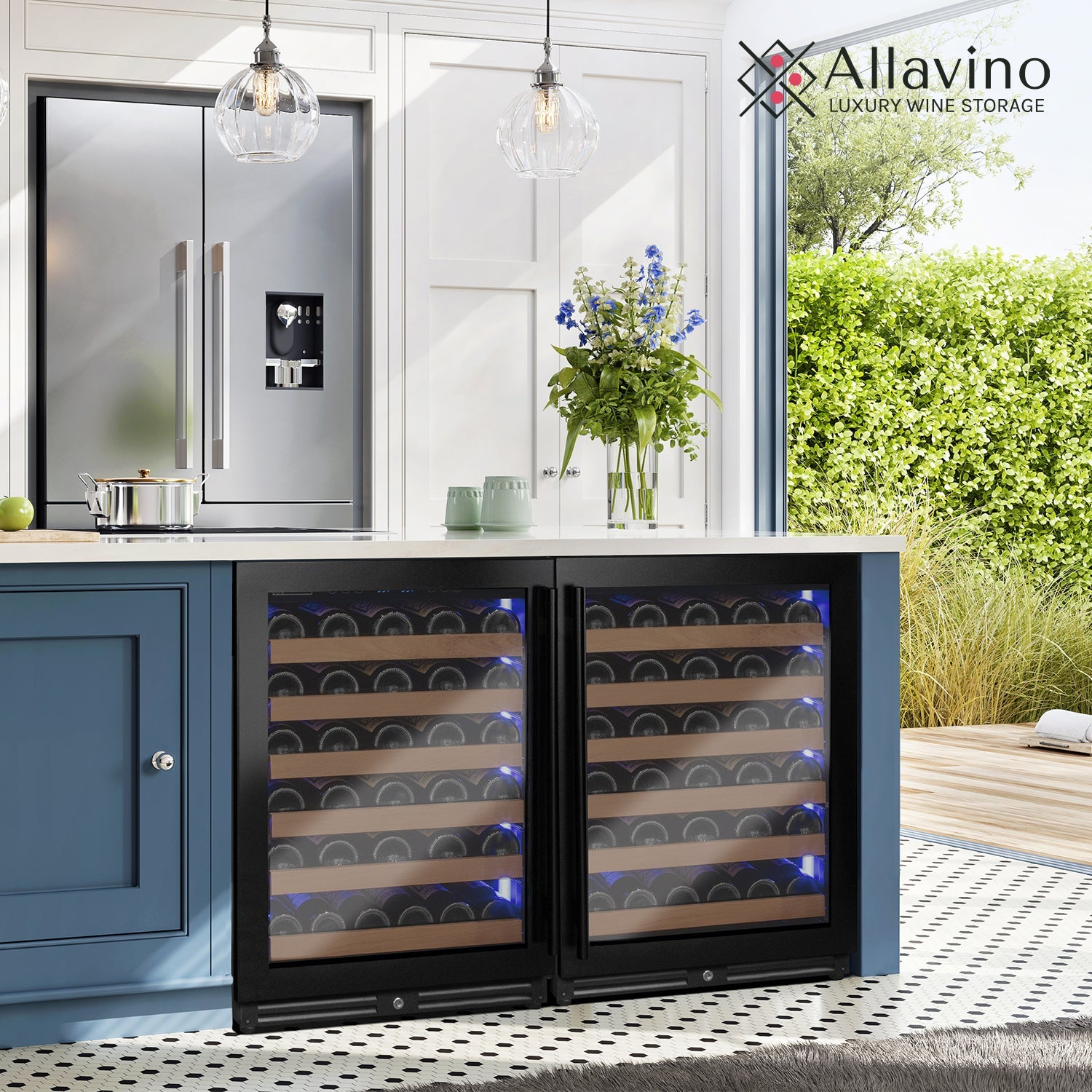 Allavino Reserva Series 102 Bottle Dual Zone Built-in Luxury Wine Refrigerator with Black Metal Doors - Side-by-Side BF 2X-VSW5134S-1B