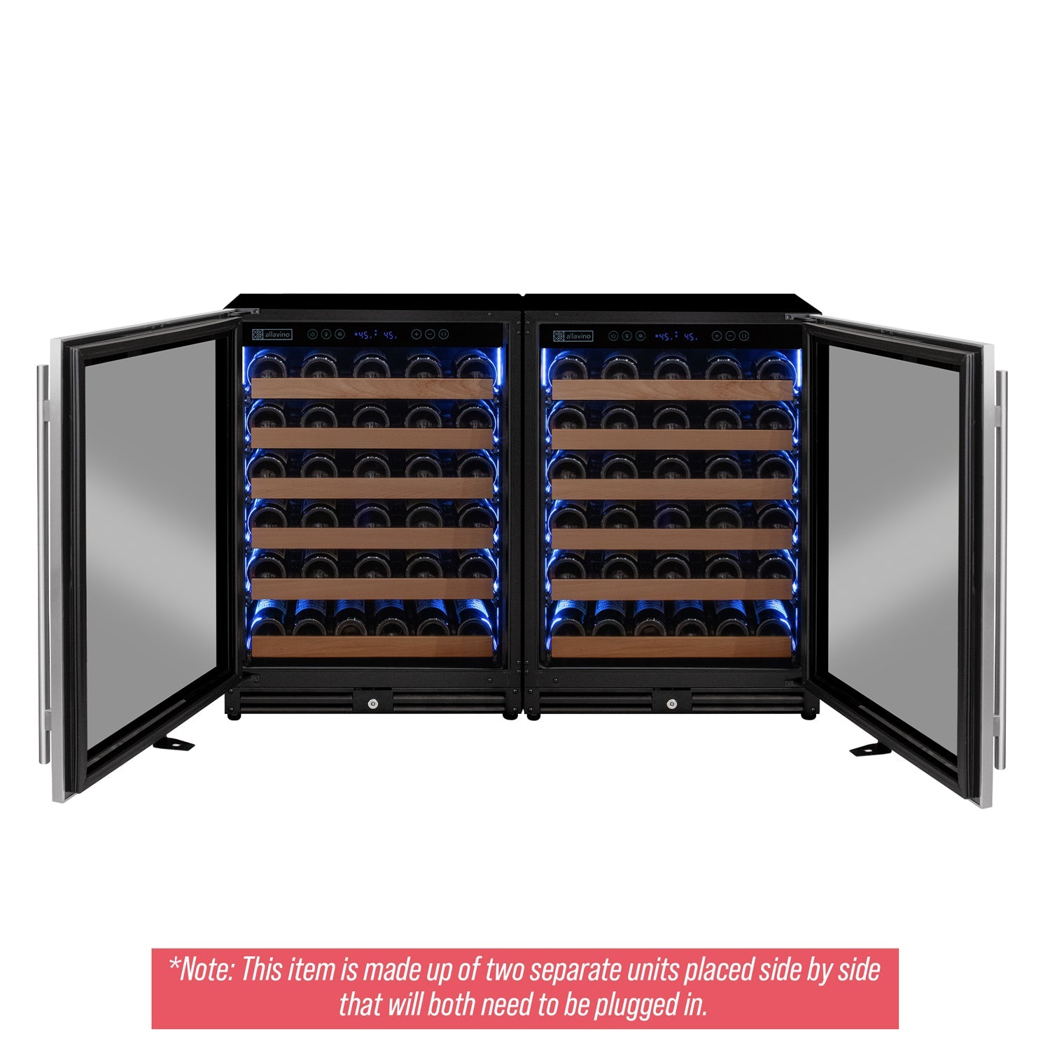 Allavino Reserva Series 102 Bottle Dual Zone Built-in Luxury Wine Refrigerator with Stainless Steel Doors - Side-by-Side BF 2X-VSW5134S-1S