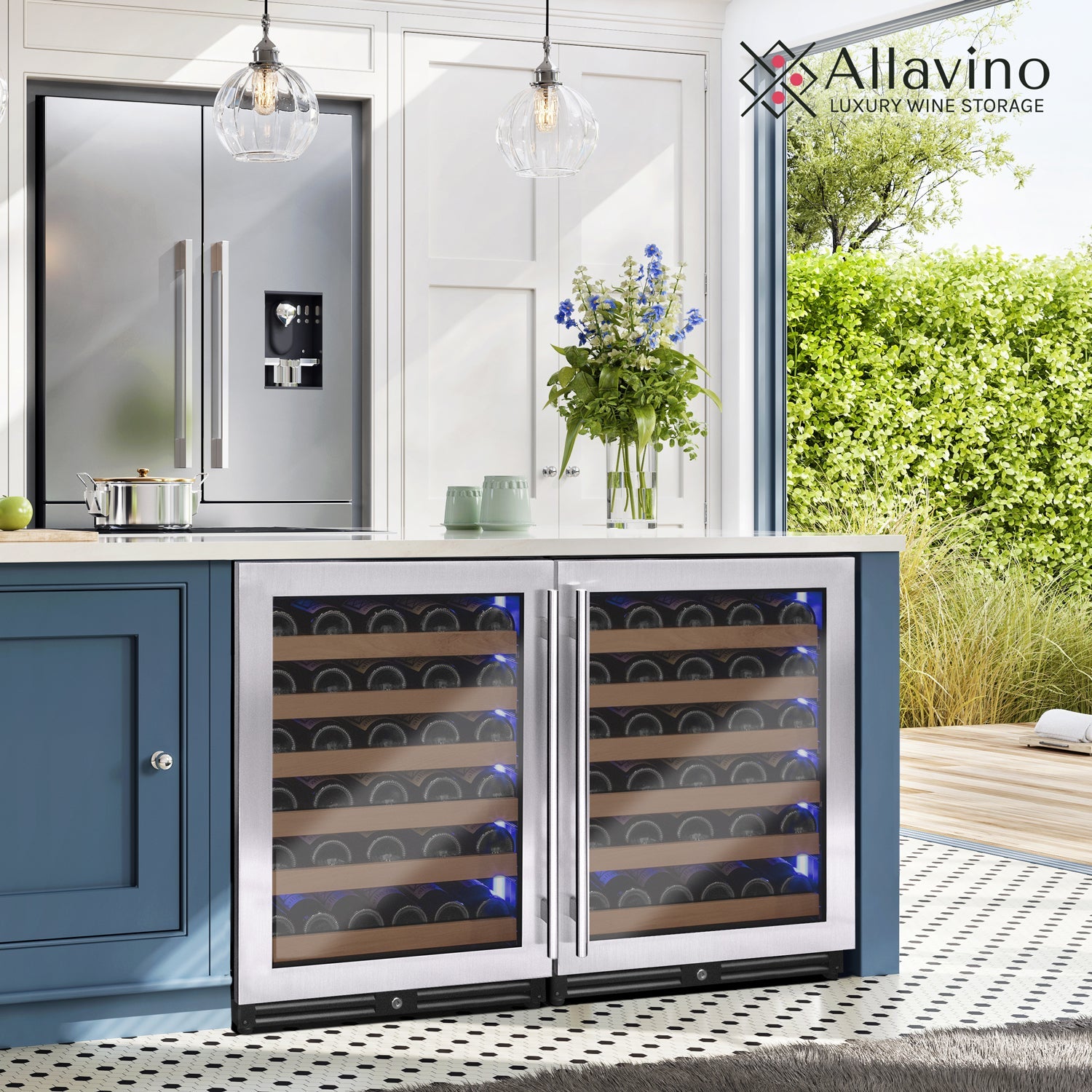 Allavino Reserva Series 102 Bottle Dual Zone Built-in Luxury Wine Refrigerator with Stainless Steel Doors - Side-by-Side BF 2X-VSW5134S-1S