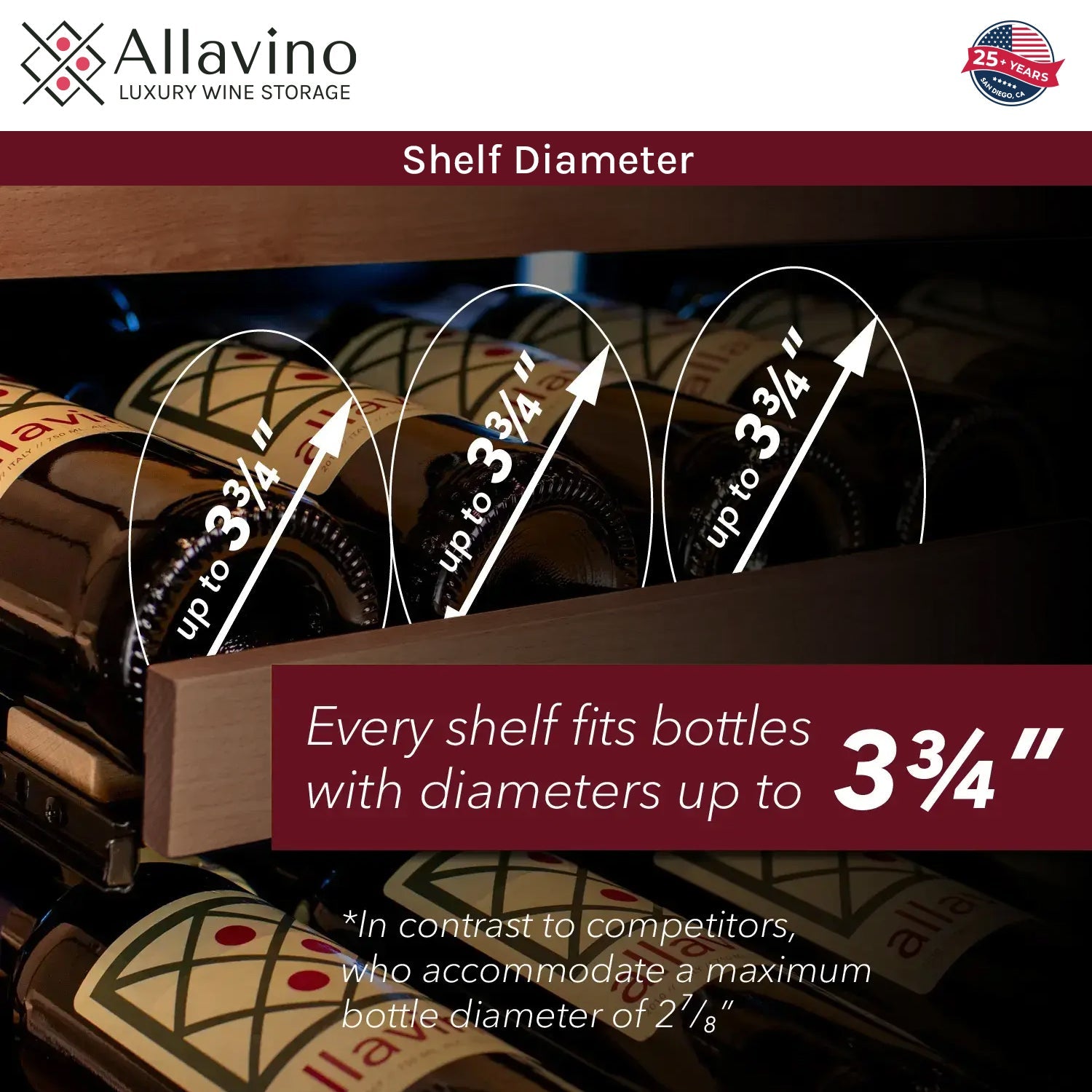 Allavino Reserva Series 102 Bottle Three Zone Built-in Luxury Wine Refrigerator with Black Metal Doors - Side-by-Side  BF 3Z-VSW5134-B