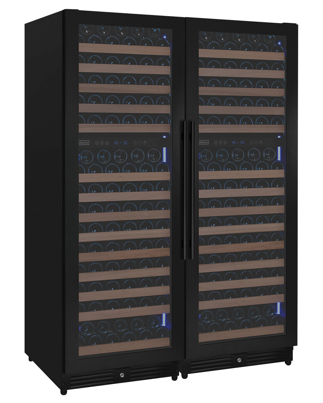 Allavino Reserva Series 344 Bottle Four Zone Built-In Side-by-Side Wine Refrigerators with Black Metal Doors BF 2X-VSW71LD-2B