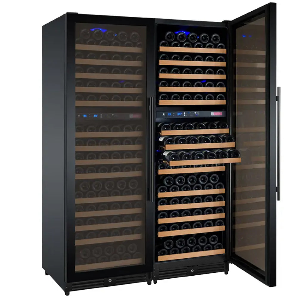 Allavino 47" Wide FlexCount II Tru-Vino 344 Bottle Four Zone Black Side-by-Side Wine Refrigerator BF 2X-VSWR172-2B20