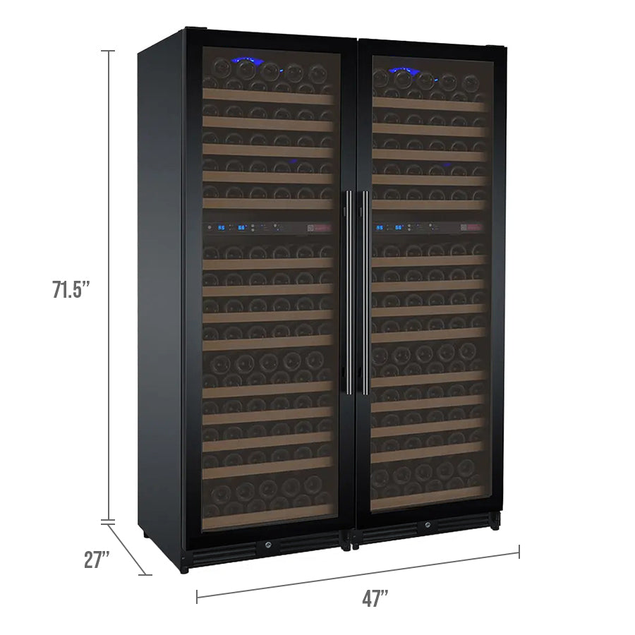 Allavino 47" Wide FlexCount II Tru-Vino 344 Bottle Four Zone Black Side-by-Side Wine Refrigerator BF 2X-VSWR172-2B20