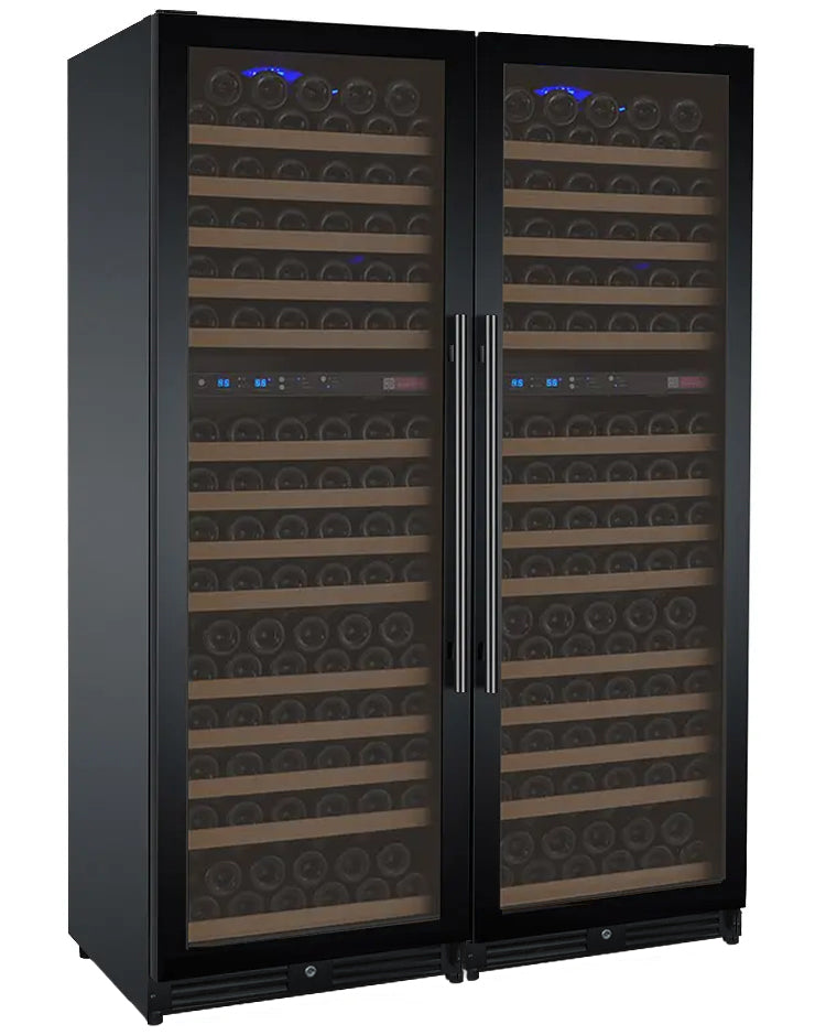 Allavino 47" Wide FlexCount II Tru-Vino 344 Bottle Four Zone Black Side-by-Side Wine Refrigerator BF 2X-VSWR172-2B20